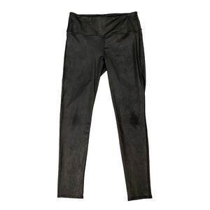 Seven7 Leggings Women M Medium Black Coated Ultra High Rise Stretch Yoga Active